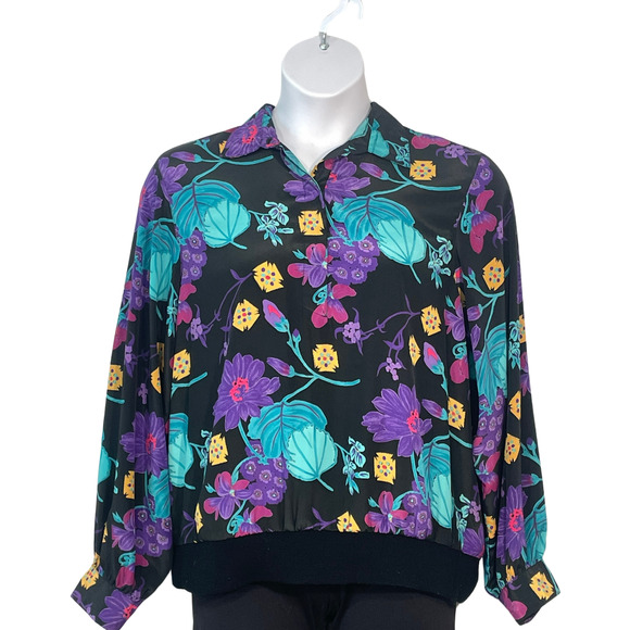Vtg 80s-90s Alfred Dunner Sz 18 Pullover Top Streetwear Style Colorful Floral - Picture 1 of 7